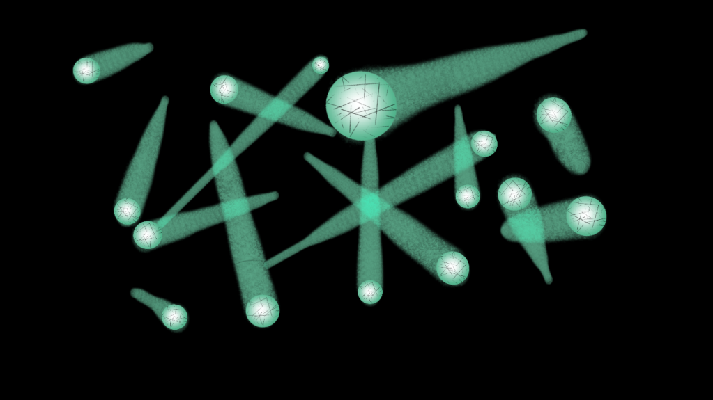 Visualization of individual sprint sphere shooting off in all directions