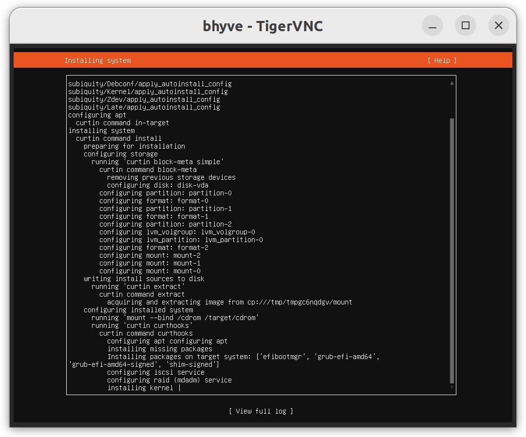 Screenshot of Ubuntu text installer completing the installation process